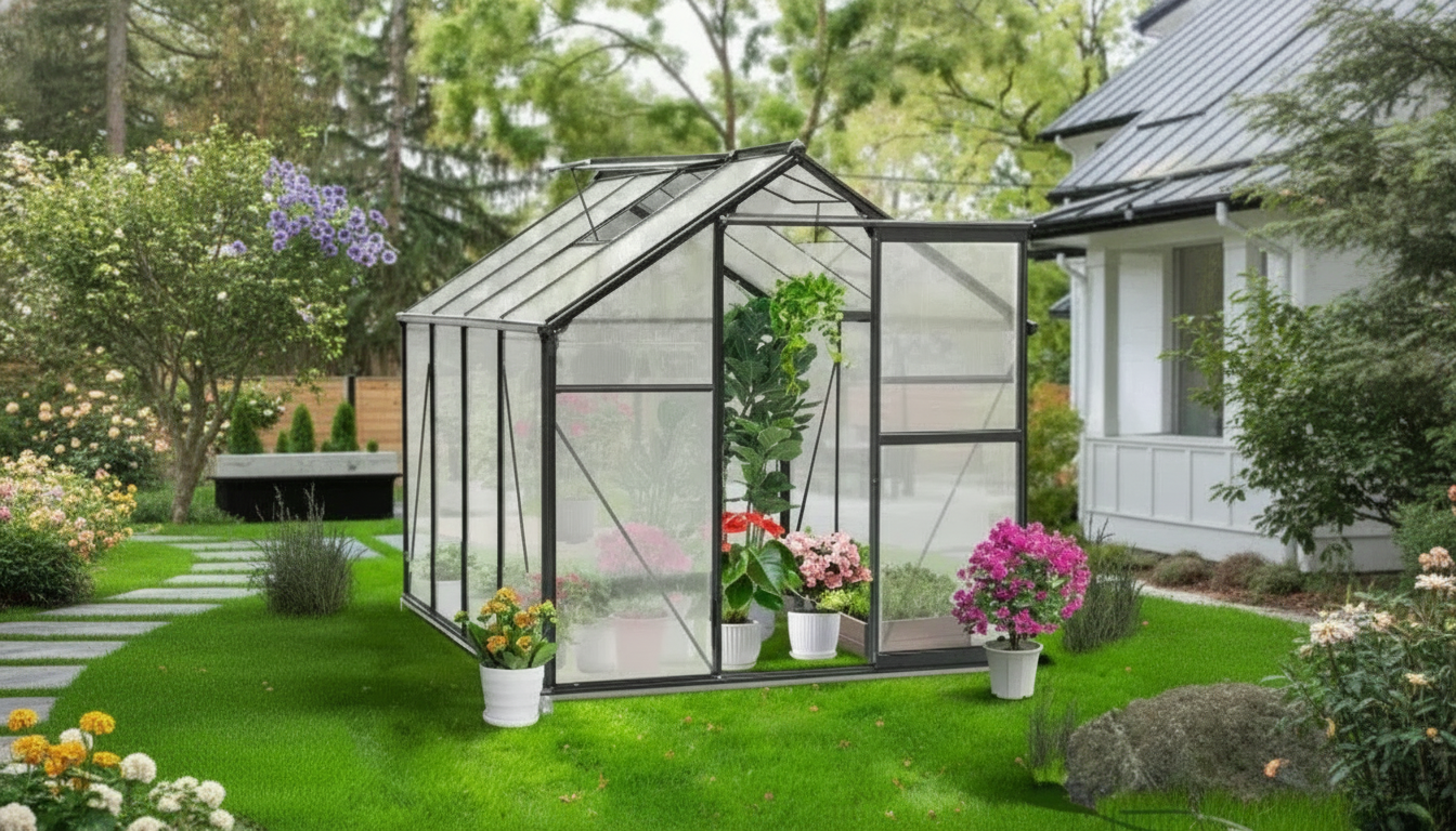 6x8 Walk-In Polycarbonate Greenhouse: Aluminum Frame