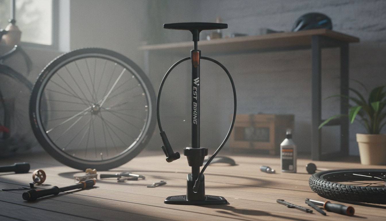 Accurate Bike Floor Pump: Gauge + Presta/Schrader Fit