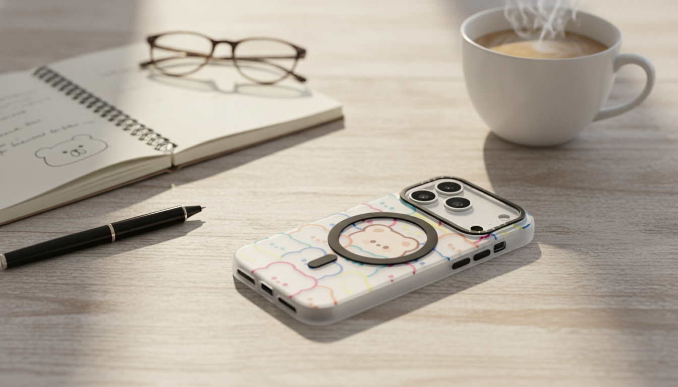 Cartoon Bear MagSafe Case: Matte Hybrid, Slim & Cute