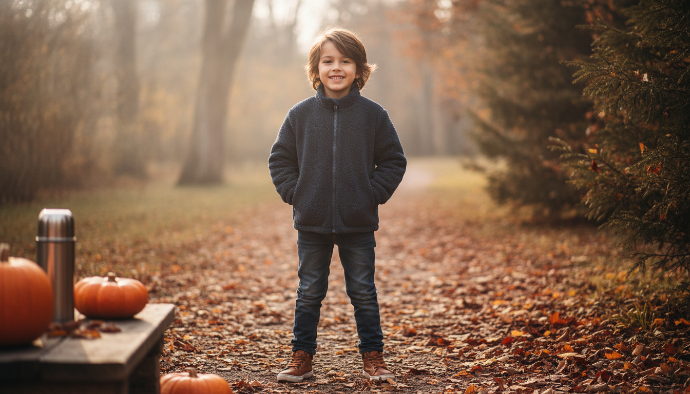 Deep Blue Fleece-Lined Boys Coat: Warm Fall & Winter Fit