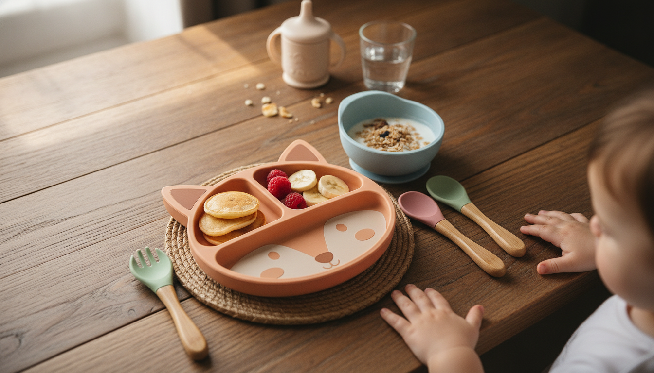 Fox Silicone Toddler Tableware Set (BPA-Free, 4pc)