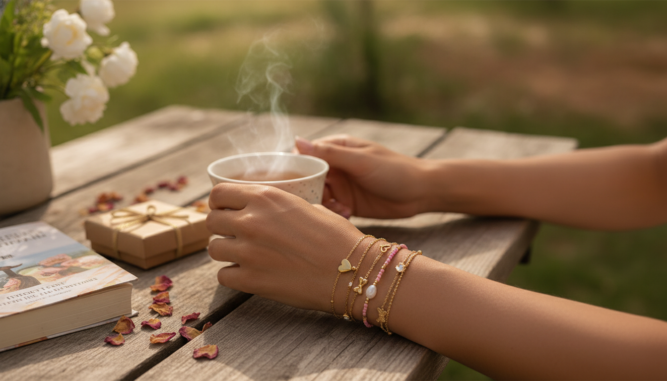 Gold Heart & Bow Double-Layer Bracelet: Cute Gift Guide
