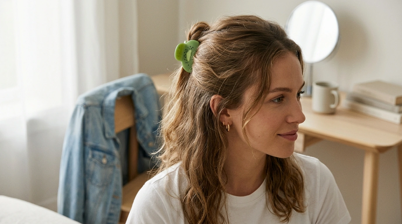 Kiwi Fruit Hair Clip: Cute Styling for Bangs & Buns