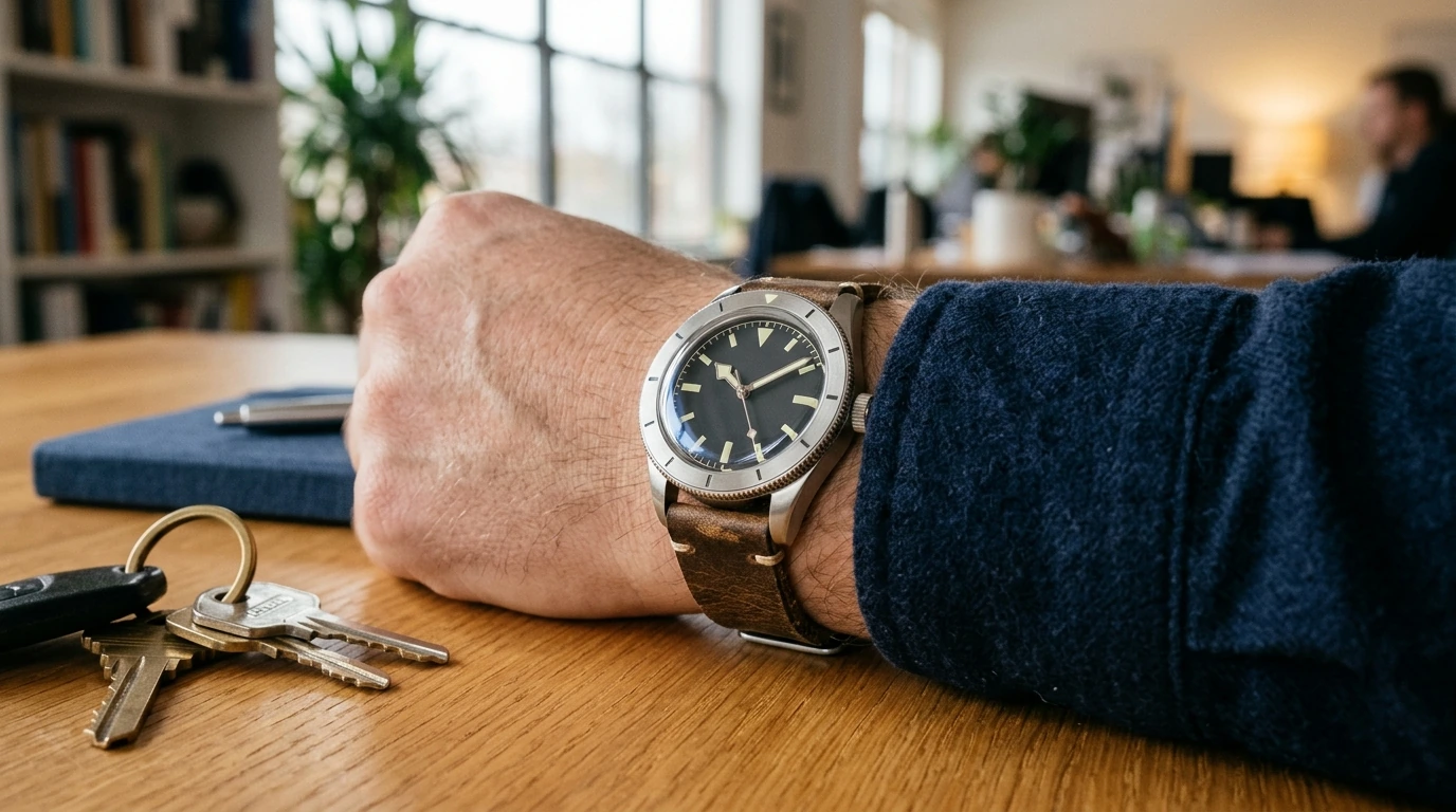 38.5mm Retro Pilot Automatic: Sapphire Crystal & Coin Bezel