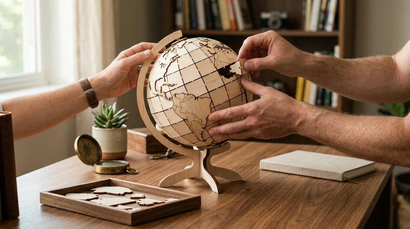 3D Wooden Globe Puzzle: Build a Globe You Can Display