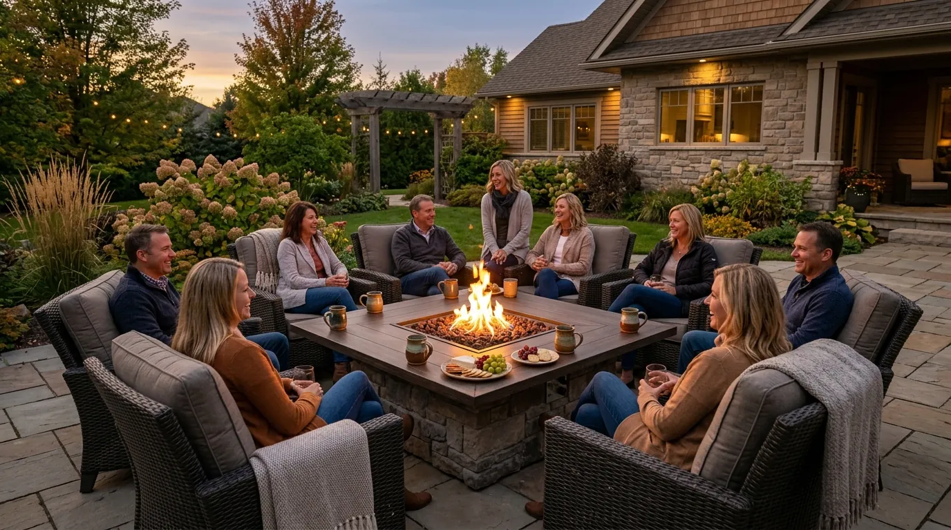 9-Piece Patio Set with 47" Fire Pit Table (50,000 BTU)