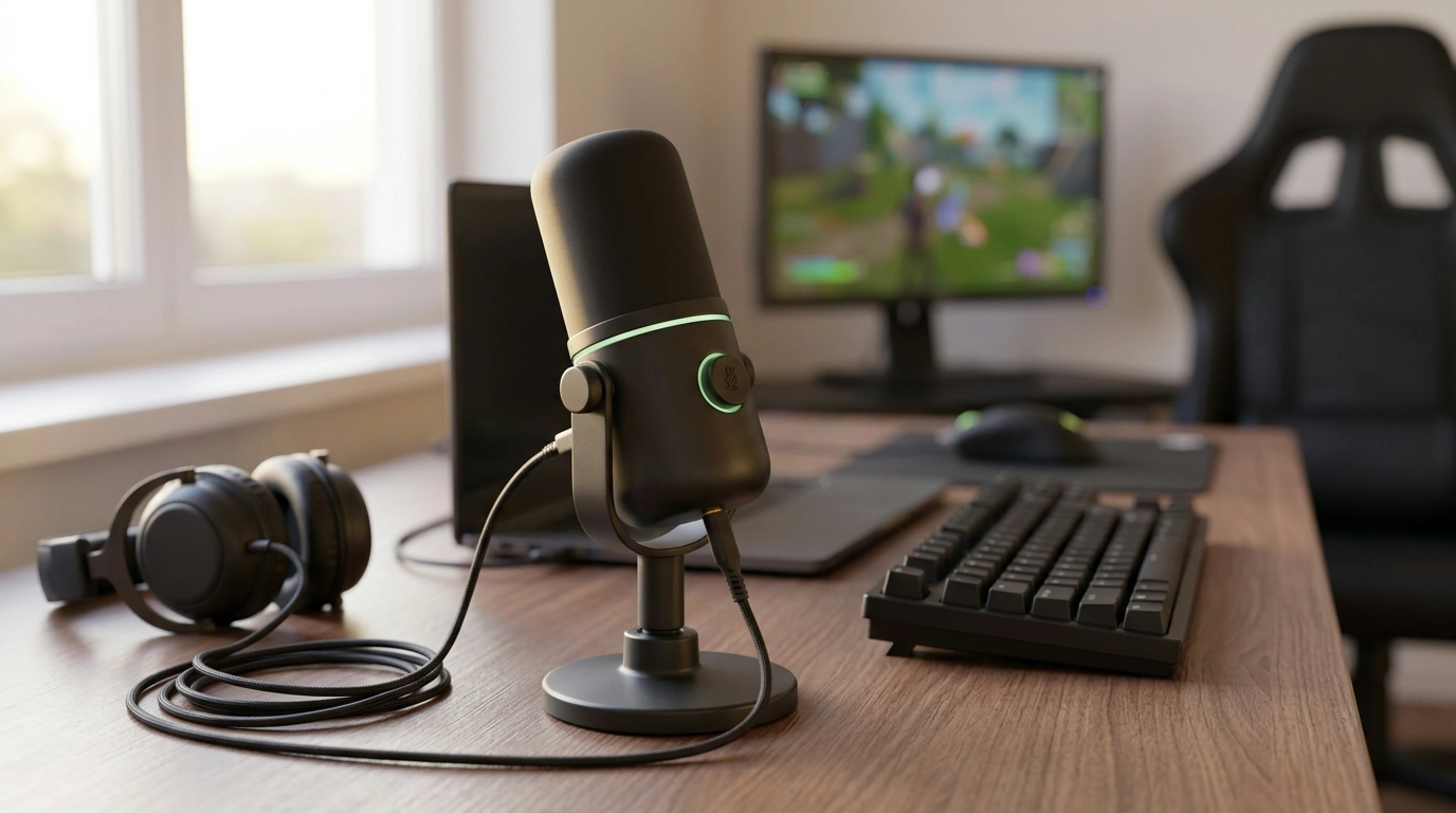RGB USB-C Gaming Mic: Mute Button & Zero-Latency Audio