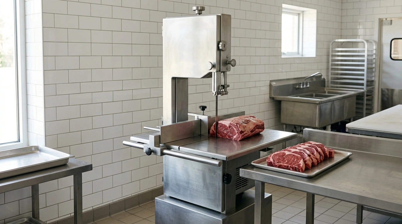 1100W Commercial Meat Bandsaw With Adjustable Thickness