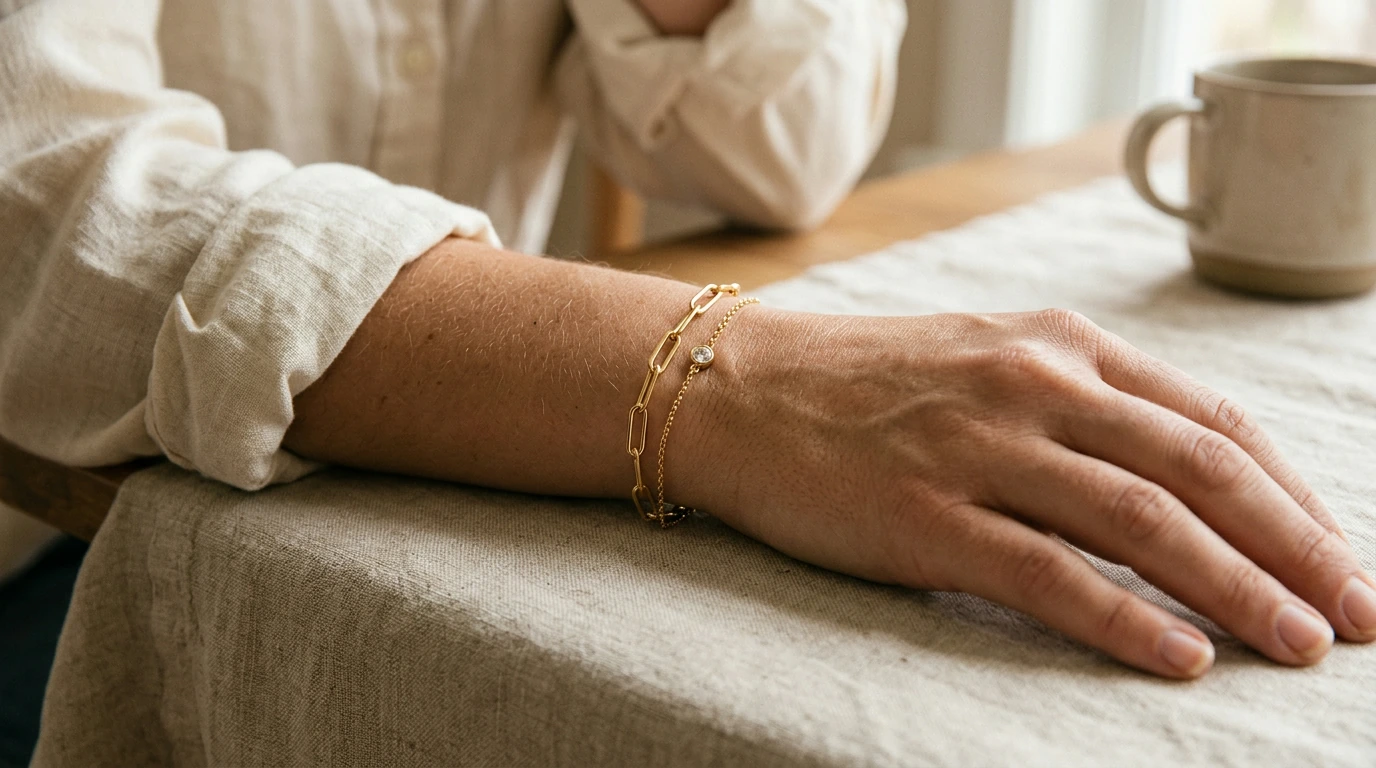 Double Layer Paper Clip Bracelet: 18K Gold Plated
