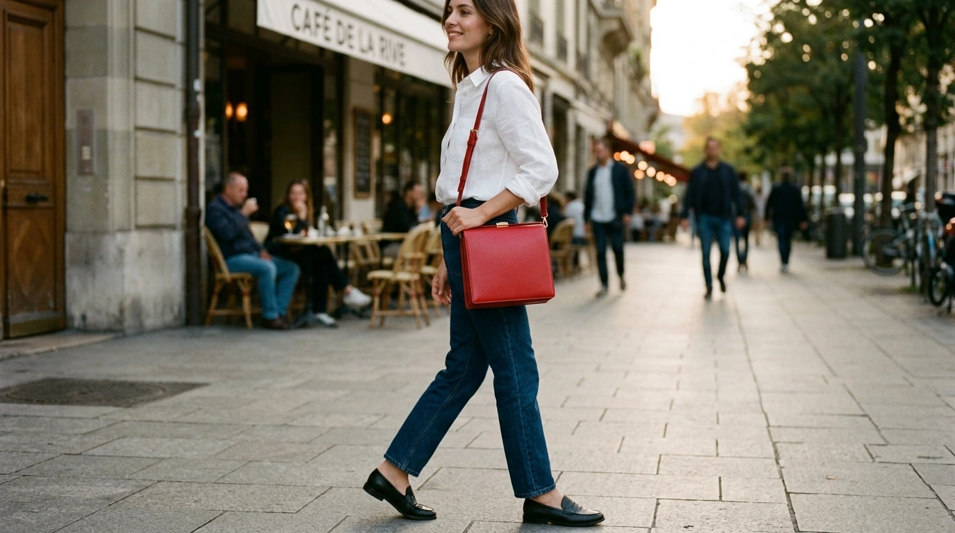 Elegant Square Shoulder Bag in Red for Day-to-Night